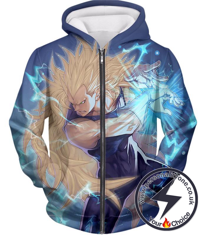 Dragon Ball Super Super Cool Vegeta Super Saiyan 3 Awesome Graphic Zip Up Hoodie